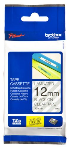 BROTHER Fita laminada transparente/preto 12mm , Brother , BROTZE131 , 4977766684811